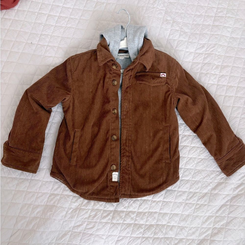 Appaman Brown Corduroy Jacket with Gray Hooded Layer